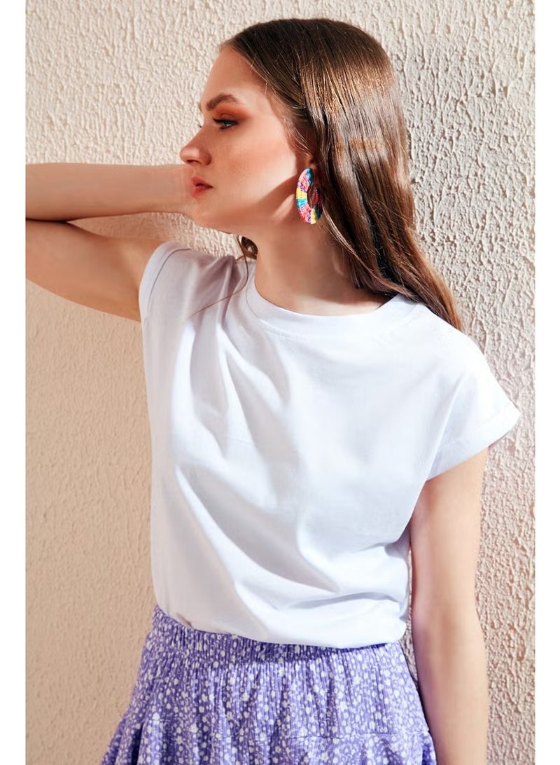 Lela تي شيرت أساسي 100% قطن بياقة دائرية للنساء 5864121 - Image 1